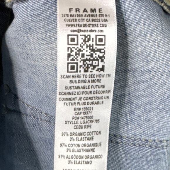 Frame Le Garcon Crop Straight Leg Jeans Cebu Rips Light Blue Size 31 - Picture 8 of 9
